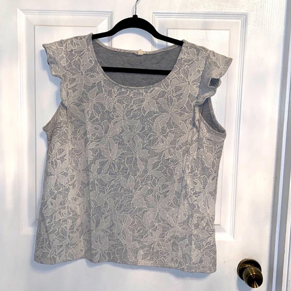 Grey Flowered Knitted Blouse